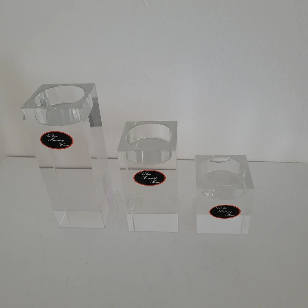 Le Lens Amazing Home Crystal Modern Candle Holders Set Of 3